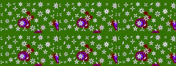 Elle çizilmiş sonbahar çiçeği deseni. Renkli yeşil çizim kalıbı. Doodle tarzı. Tekstil ve kapak tasarımı için mükemmel. Yeşil renkte çiçekler.