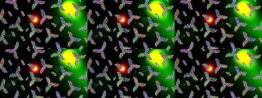 Kar taneleri arka planda. Raster illüstrasyonu. Kar tanesi süsleme deseni. Arkaplanda soyut kar taneleri olan düz tasarım. Kar taneleri deseni.