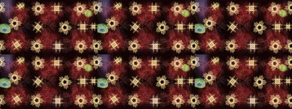 Süslü dekorasyon. Damask altın soyut çiçek deseni kahverengi, siyah ve kırmızı renkler üzerine. Raster illüstrasyonu.