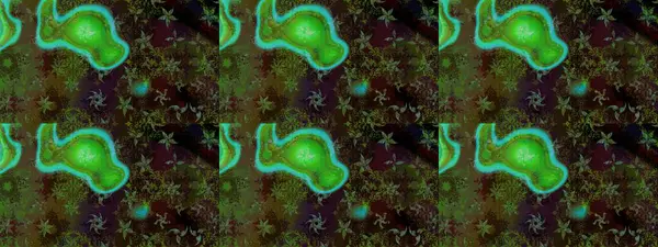 Şirin çiçek elementleri. Yeşil renkli çiçekler. Robot resim. Raster illüstrasyonu.