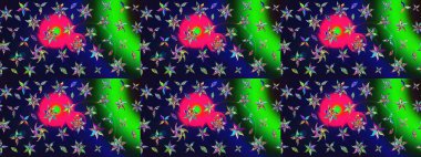 Raster illüstrasyonu. Tropik çiçek desenleri. Gri renkli çiçekler.