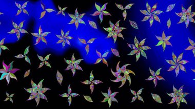 Parlak renkli çiçekli ve siyah yapraklı harika bir çiçek deseni. Halk tarzı. Modern çiçek arkaplanı. Moda baskıları için zarif bir şablon.