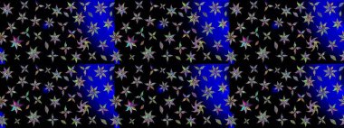 Raster illüstrasyonu. Siyah renkli çiçekler. Çiçek süslemeli çizim deseni.