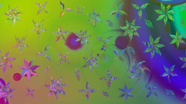 Gömlek baskısı için çiçek boyası. Yeşil renkli çiçekler. Çiçek eskiz kalıbı geçmişi.