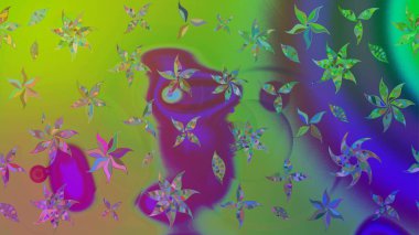 Çizim çiçek deseni duvar kâğıdı olarak kullanılabilir. Yeşil renkli çiçekler. Raster illüstrasyonu.