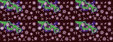 Renkli Yaz Temalı eskiz kalıbı. Düz Çiçek Elementleri Tasarımı. Raster Illustrasyon 'daki Çiçek Deseni' nin son moda çizimi. Kahverengi renkte çiçekler.