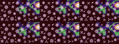 Raster illüstrasyonu. Kahverengi renklerde. Kahverengi renkte kahverengi papatya deseni.