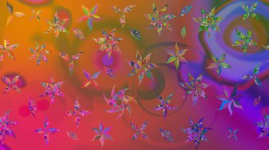 Elle çizilmiş çiçek desenli Raster çizimi. Tekstil, kumaş, ambalaj, hatıra defteri için hoş bir çiçek arkaplanı. Çocuksu tasarım. Kahverengi arkaplanda.