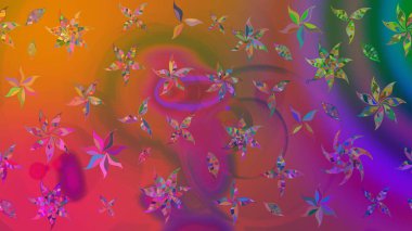 Sketch Colour Spring Theme eskiz kalıbı. Mor renkli çiçekler. Düz Çiçek Elementleri Tasarımı. Sevimli çiçek raster deseni.