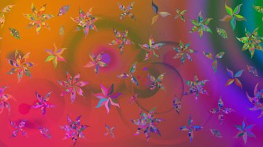 Eskiz arkaplan modeli. Raster illüstrasyonu. Suluboya, elle çizilmiş. Kahverengi yapraklı yabani çiçekler.