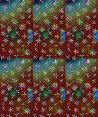 Küçük çiçekte hoş bir çiçek deseni var. Kahverengi renkler ve parlak çiçekler üzerine soyut çizim deseni. Çiçek elementli zarif raster dokusu..