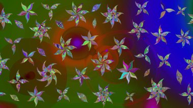 Düz Çiçek Elementleri Tasarımı. Zentangle soyut çiçekleri. Güzel kumaş deseni. Raster illüstrasyonu. Renkli Bahar Teması eskiz kalıbı. Çiçek tozu..