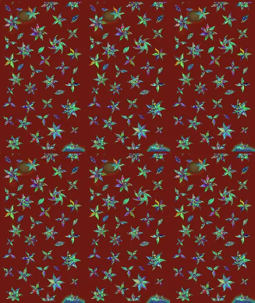 Kırmızı renklerde Asya tekstili. Raster illüstrasyonu. Çiçek desenini çiz.