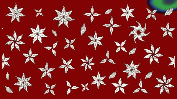 Moda baskıları için zarif bir şablon. Halk tarzı. Parlak renkli çiçekli ve kırmızı yapraklı harika bir çiçek deseni. Modern çiçek arkaplanı.