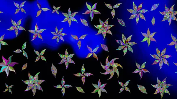 Parlak renkli çiçekli ve siyah yapraklı harika bir çiçek deseni. Halk tarzı. Modern çiçek arkaplanı. Moda baskıları için zarif bir şablon.