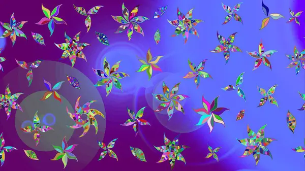 Eski usul. Kumaş, tekstil, duvar kağıdı baskısı için. Raster illüstrasyonu. Renkli desenli eskiz deseni, mor çiçekler ve dekoratif elementlerle. Taslak arkaplan.