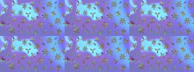 Raster illüstrasyonu. Yumuşak, mor renkte bahar çiçekleri. Raster çiçek desenli ve çiçekli..