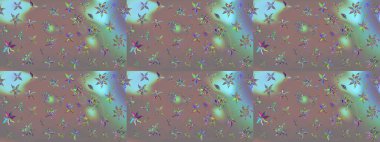 Retro tekstil tasarım koleksiyonu. 1950-1960 motifleri. Gri üzerine gri. El çizimi çiçek unsurları olan soyut çizim raster deseni. Çiçekli ipek eşarp..