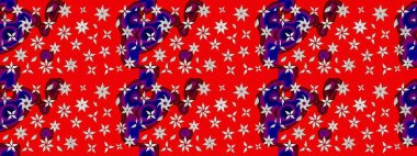 El çizimi çiçek çizimi deseni (fayans). Şirin çiçekli, desenli, kırmızı renkli bir eskiz deseni. Tekstil için suluboya çizim deseni.