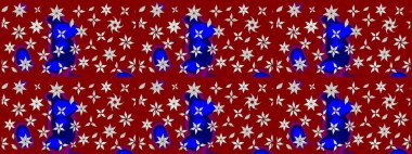 Çiçekli çiçek deseni, suluboya. Kırmızı renkte çiçekler. Renkli Bahar Teması eskiz kalıbı. Düz Çiçek Elementleri Tasarımı. Raster illüstrasyonu.