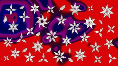 Çiçekli karalama şeklinde Raster çiçek deseni. Kırmızı renkte çiçekler. Nazikçe, güzel çiçek arkaplanı..