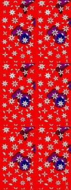 Raster illüstrasyonu. Kırmızı renklerde Asya tekstili. Çiçek desenini çiz.