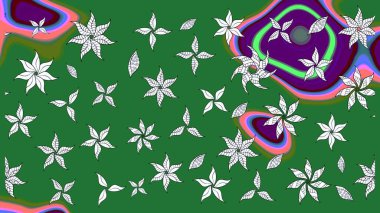 Hediye ambalaj kağıdı, tebrik kartları, posterler ve pankart tasarımı. Yeşil renkli çiçekler. Raster düz çiçek çizim deseni.