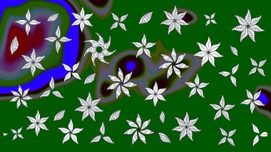 Düz Çiçek Elementleri Tasarımı. Çiçek desenli eskiz, yaz çiçekleri. Renkli Bahar Teması eskiz kalıbı. Yeşil renkte çiçekler.