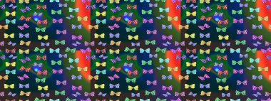 El çizimi kelebekli moda raster yaz deseni. Kağıt, kumaş, ambalaj kağıdı ve duvar kâğıdı tasarımı için hoş bir arkaplan. Çizim kalıbı. Raster illüstrasyonu.