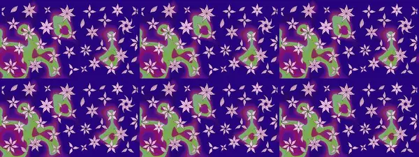 Çiçekler maviye. Suluboya, elle çizilmiş. Raster hisseleri. Taslak arkaplan deseni.