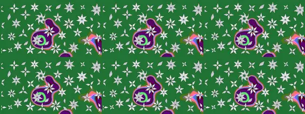 Parlak çiçekli kolaj çiçekleri yeşildir. Çiçekli zambakların eskiz geçmişi. Çiçek tasarımı için inanılmaz kolaj cennet tarzı..