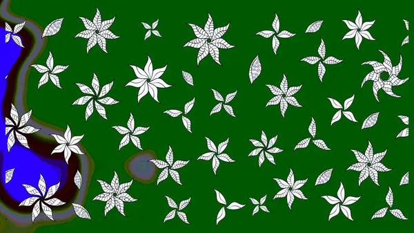 Raster illüstrasyonu. Suluboya çiçekli çiçek deseni. Yeşil renkte güzel tekstil.