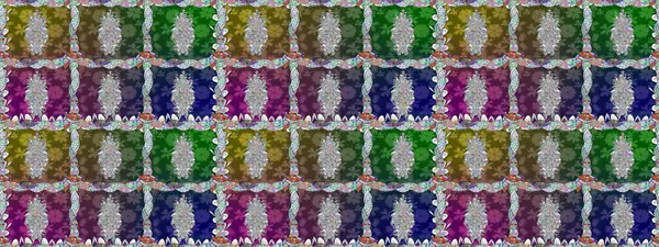 Yeşil renkli çiçekler. Raster düz çiçekleri pürüzsüz desen. Tasarım hediye paketi, tebrik kartları, posterler ve afiş tasarımı.