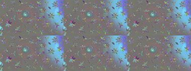 Raster illüstrasyonu. Çiçekli çiçek deseni, suluboya. Renkli Bahar Teması eskiz kalıbı. Gri renkli çiçekler. Düz Çiçek Elementleri Tasarımı.