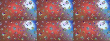 Düz Çiçek Elementleri Tasarımı. Sketch Colour Spring Theme eskiz kalıbı. Kahverengi renkli çiçekler. Sevimli çiçek raster deseni.