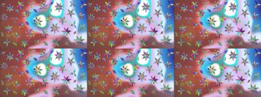 Tarafsız renklerde bahar çiçekleri. Çiçekli karalama şeklinde Raster çiçek deseni. Raster illüstrasyonu.