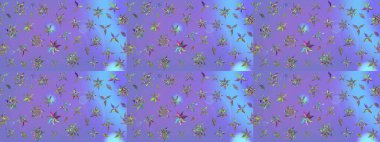 Raster illüstrasyonu. Çiçek desenli çizim. Raster illüstrasyonu. Mor renkli çiçekler. Asya tekstil tarzında.