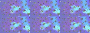 El çizimi. Raster illüstrasyonu. Güzel kumaş deseni. Çiçekler, dallar, otlar ve çiçekler.