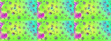 Klasik çiçek tasarımı elementleri. Raster illüstrasyonu. Yeşil kıvırcık çiçekler yeşil renkte şekillenir.