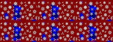 Çiçekli çiçek deseni, suluboya. Kırmızı renkte çiçekler. Renkli Bahar Teması eskiz kalıbı. Düz Çiçek Elementleri Tasarımı. Raster illüstrasyonu.