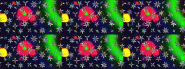 Raster illüstrasyonundaki çiçek desenli çizim. Gri renkli çiçekler.