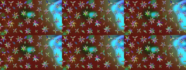 Kahverengi renkli bitkilerden oluşan parlak çiçekli çizim deseni.