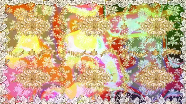 Doku arka planında altın duvar kâğıdı. Damask kusursuz yinelenen arkaplan. Barok tarzında altın çiçekli süs. Tarafsız renklerde altın element.