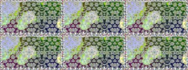 Raster illüstrasyonu. Gri renkli Asya tekstili. Kusursuz çiçek deseni.