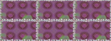 Raster illüstrasyonunda kusursuz çiçek deseni. Mor renkte çiçekler.