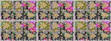 Süslü dantel iz sürücü. Çiçekli süslemeli, pürüzsüz bir desen. Gri renkli geleneksel Arapça dekor. Duvar kâğıdı için altın süslü bir illüstrasyon. Doğu tarzında vintage tasarım ögesi.