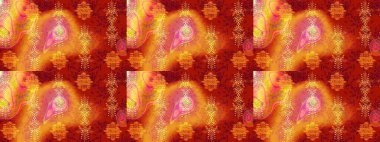 Moda baskıları için zarif bir şablon. Parlak renkli çiçekleri ve turuncu, kırmızı ve sarı renkte yaprakları olan harika bir çiçek deseni. Halk tarzı. Modern çiçek arkaplanı.