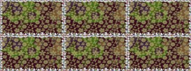 Renkli Bahar Temalı Kusursuz Arkaplan. Düz Çiçek Elementleri Tasarımı. Çiçekle kusursuz desen. Kahverengi renkte çiçekler.