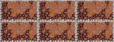 Sevimli çiçek raster deseni. Kusursuz Renksiz Bahar Temalı Kusursuz Arkaplan. Düz Çiçek Elementleri Tasarımı. Kahverengi renkte çiçekler.