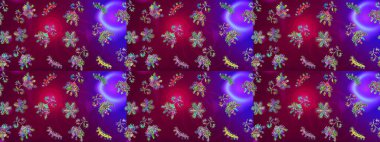 Noel stili. Mor, kırmızı ve mor renkli kar taneleri. Raster illüstrasyonu.